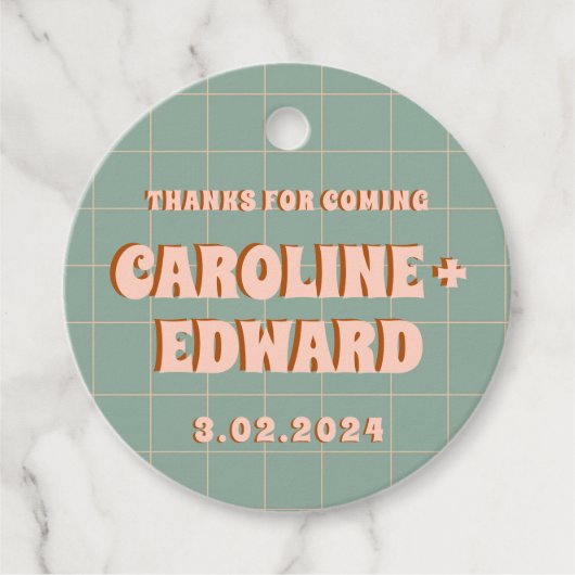 Groovy Vet Blauwe Roze Rode Funky  Bedankjes Labels (Voorkant)