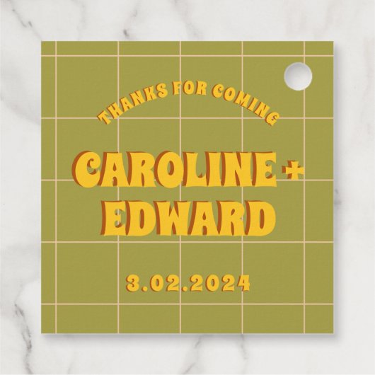 Groovy Vet Groen Geel Rood Funky  Bedankjes Labels (Achterkant)