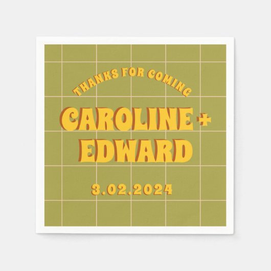 Groovy vet groen geel rood funky servet (Voorkant)