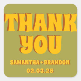 Groovy Vet Groen Geel Rood Funky  Vierkante Sticker