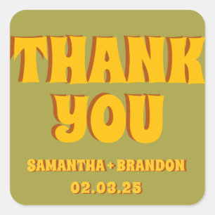 Groovy vet groen geel rood funky vierkante sticker