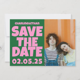 Groovy Vet Groen Roze Rood Funky  Save The Date
