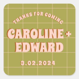 Groovy Vet Groen Roze Rood Funky  Vierkante Sticker