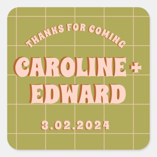 Groovy Vet Groen Roze Rood Funky  Vierkante Sticker (Voorkant)