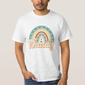 Groovy vet typografie boho regenboog pastel papa t-shirt (Voorkant)