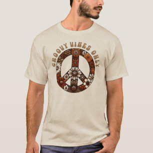 Groovy Vibes Alleen 70s Vredesbord T-shirt