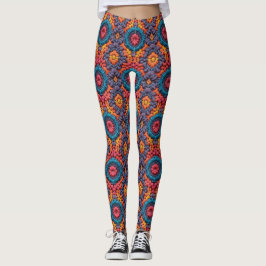Groovy Vibes Crochet Heldere Levendige Kleuren Boh Leggings