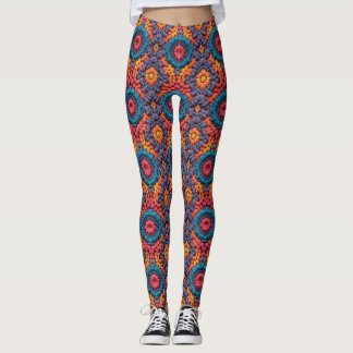 Groovy Vibes Crochet Heldere Levendige Kleuren Boh Leggings