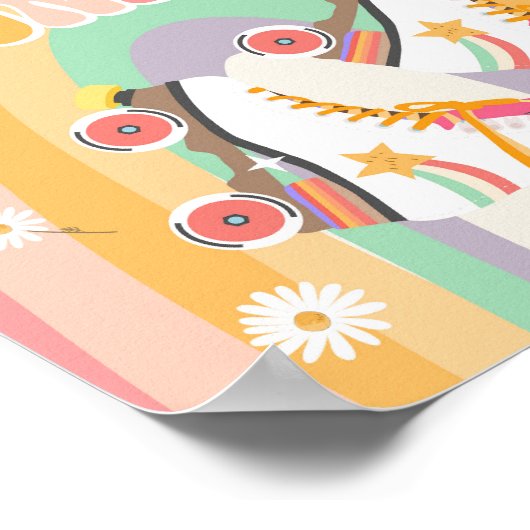 Groovy Vibes only Roller Schaats Skating Retro Poster (Hoek)