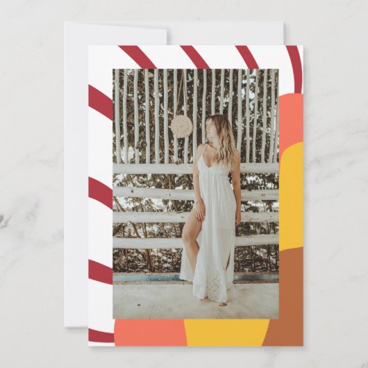 Groovy Vibes Retro bruiloft Kaart (Achterkant)