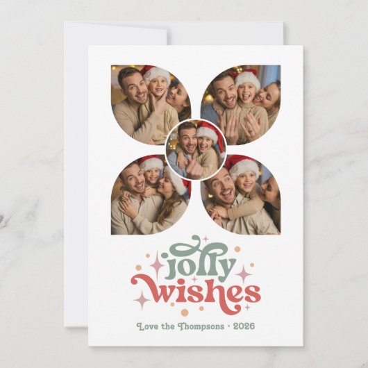 Groovy Vibes Retro Foto Collage Kerstmis Feestdagenkaart (Voorkant)