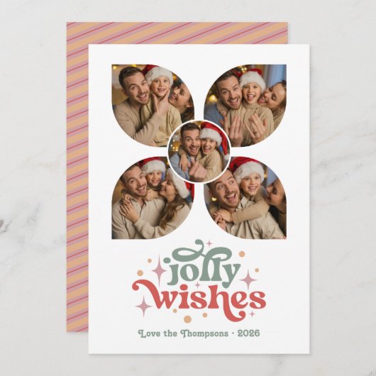 Groovy Vibes Retro Foto Collage Kerstmis Feestdagenkaart (Voorkant / Achterkant)