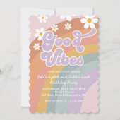 Groovy Vibes Retro Rainbow Birthday Kaart (Voorkant)