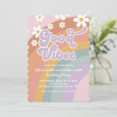 Groovy Vibes Retro Rainbow Birthday Kaart (Staand voorkant)