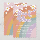 Groovy Vibes Retro Regenboog Verjaardag Kaart (Voorkant / Achterkant)