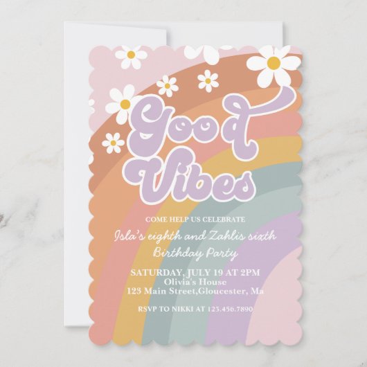 Groovy Vibes Retro Regenboog Verjaardag Kaart (Voorkant)