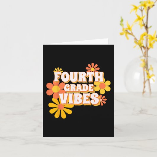 Groovy Vibes Retro terug naar schoolthee Kaart (Gele Bloem)