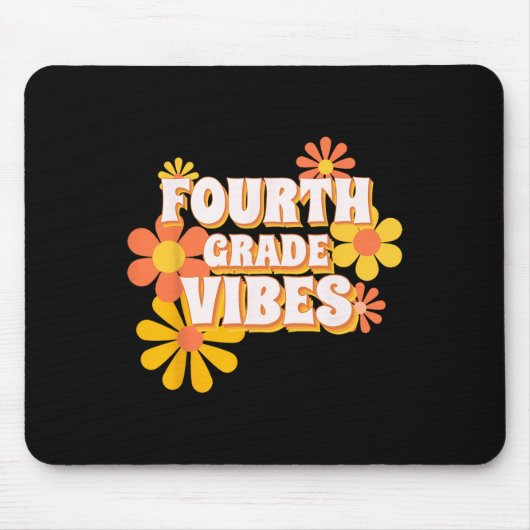 Groovy Vibes Retro terug naar schoolthee Muismat (Voorkant)