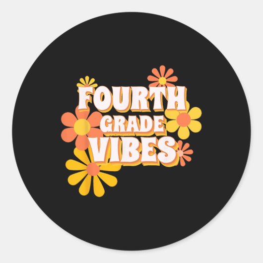 Groovy Vibes Retro terug naar schoolthee Ronde Sticker (Voorkant)