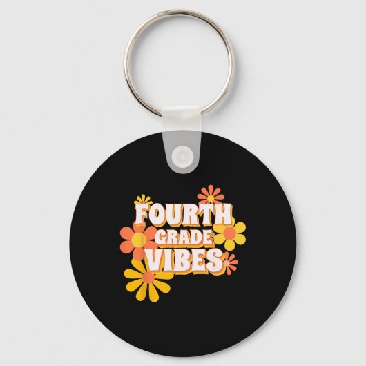 Groovy Vibes Retro terug naar schoolthee Sleutelhanger (Voorkant)