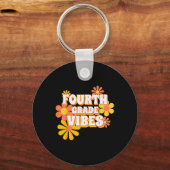 Groovy Vibes Retro terug naar schoolthee Sleutelhanger (Achterkant)
