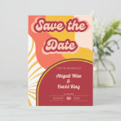Groovy Vibes Retro Wedding Save the Date (Staand voorkant)
