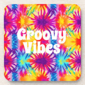 Groovy Vibes Tie Dye Bier Onderzetter (Voorkant)