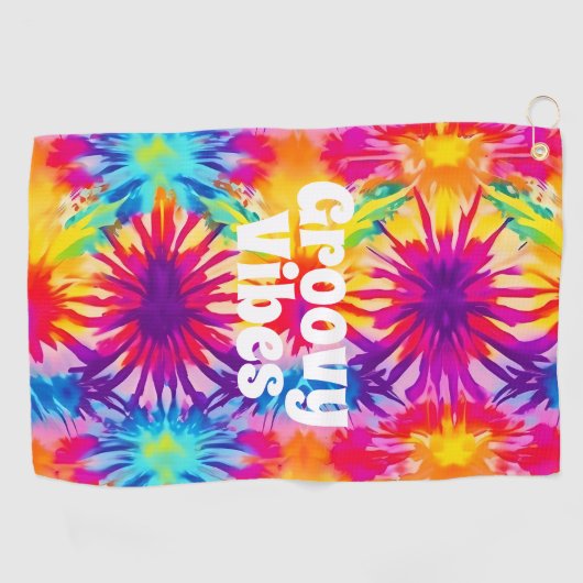 Groovy Vibes Tie Dye  Golfhanddoek (Horizontaal)