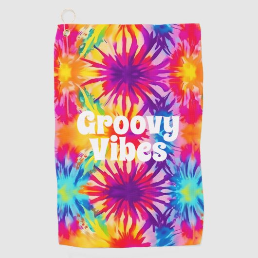 Groovy Vibes Tie Dye  Golfhanddoek (Voorkant)
