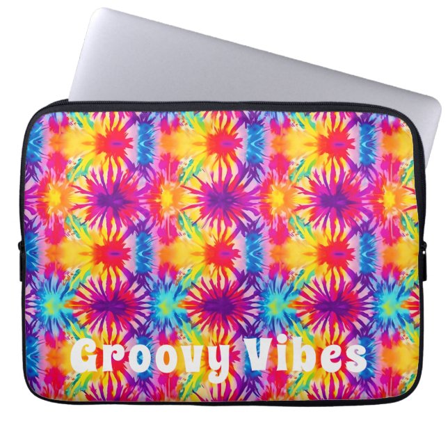 Groovy Vibes Tie Dye  Laptop Sleeve (Voorkant)