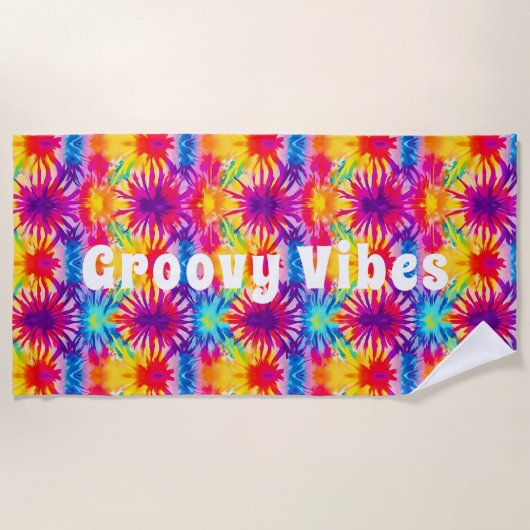 Groovy Vibes Tie Dye Strandlaken (Voorkant)