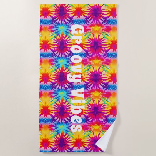 Groovy Vibes Tie Dye Strandlaken (Voorkant)