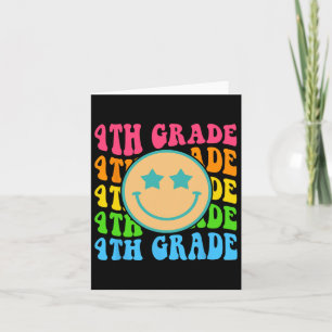 Groovy Vierde Klas Vibes Face Retro Leraren Byck Kaart