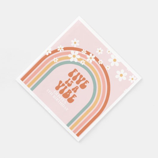 Groovy Vijf is een vibe daisy regenboog vijfde ver Servet (Hoek)