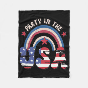 Groovy Vintage Feest In De VS Regenboog Amerikaans Fleece Deken