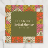 Groovy Vintage Groen Bloem Bruidsfeest Aangepast Bedankjes Labels (Achterkant)