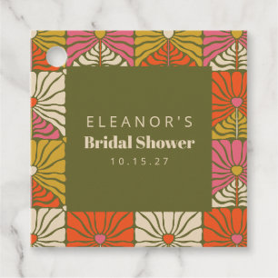 Groovy Vintage Groen Bloemstuk Bruiloft Aangepast Bedankjes Labels