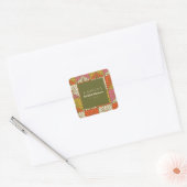 Groovy Vintage Groene Bloemige Bruiloft Custom Vierkante Sticker (Envelop)