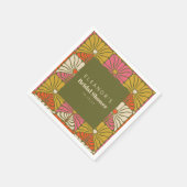 Groovy Vintage Groene Bloemige Bruiloft Uitnodigin Servet (Hoek)