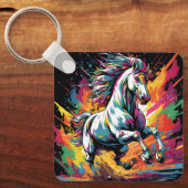 Groovy Vintage Renpaard Pop Art Sleutelhanger (Voorkant)