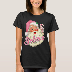 Groovy Vintage Roze Kerstman Geloof Kerstmis T-shirt
