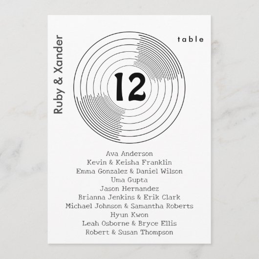 Groovy Vinyl Record Individuele Tafel Zitplaatsen  Kaart (Voorkant)