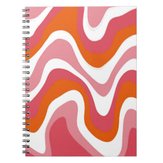 Groovy Vloeibare Oranje en Roze Golf Notitieboek