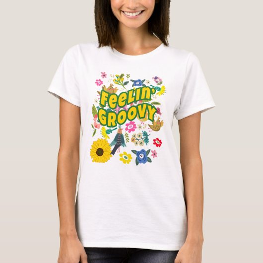 GROOVY VOELEN Hippie Zigeuner Boho T-shirt (Voorkant)
