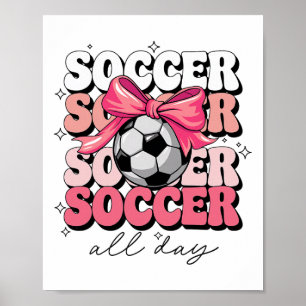 Groovy Voetbal Coquette Boog Meisjes Vrouwen Voetb Poster