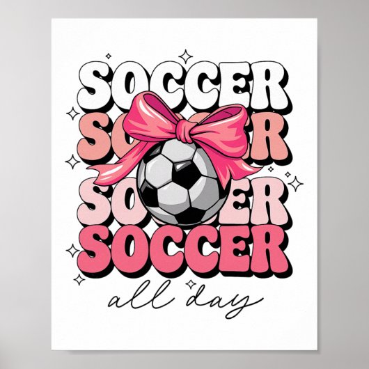 Groovy Voetbal Coquette Boog Meisjes Vrouwen Voetb Poster (Voorkant)