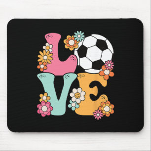Groovy Voetbal Liefde Schattige Voetbal Fan Vrouwe Muismat