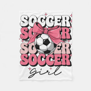 Groovy Voetbal Meisje Meisjes Coquette Boog Voetba Fleece Deken