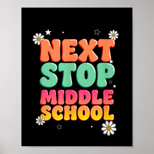 Groovy volgende halte middelbare school retro afst poster (Voorkant)