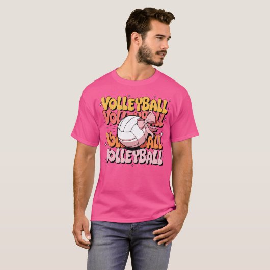 Groovy Volleybal Coquette Bow Volleybal Lover Vo T-shirt (Voorkant volledig)